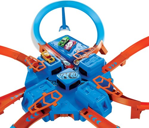 Hot Wheels Track Set - Motorized Booster with 4 Intersections for Epic Crashing Fun | 1:64 Scale Toy Car
