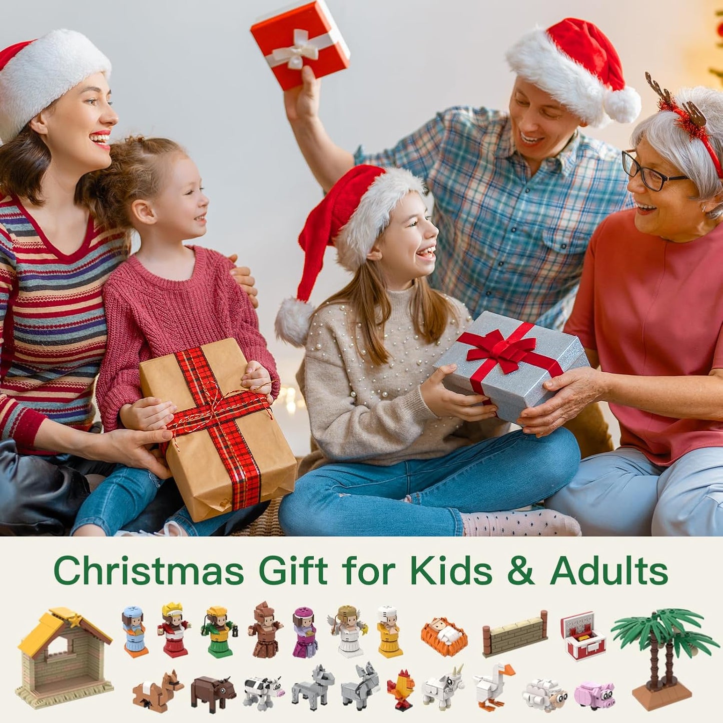 Nativity Advent Calendar 2025 - Build Blocks Jesus Christmas Scene | Individual Packaging Gifts