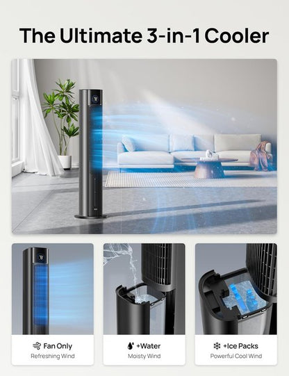 DREO Tower Fan - 43" Oscillating Cooling Fan with Quiet Operation & APP Control | 4 Modes, 12H Timer, Black