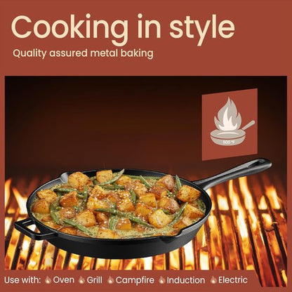 Bakken Cast Iron Skillet Set - 10" & 12" Pre-Seasoned Frying Pans with Easy-Grip Handles | Versatile for Stove, Oven & Grill