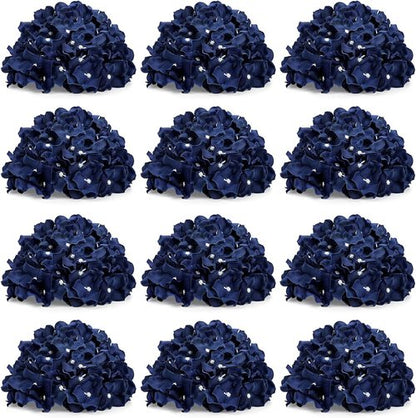 Hydrangea Flower Balls - 12 PCS Artificial Floral Arrangements | 8.27 Inch Silk Kissing Balls for Wedding & Home Decor - Navy Blue