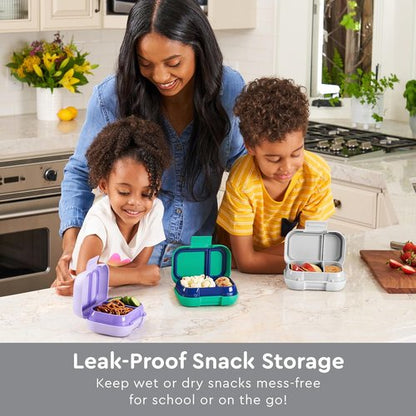 Bentgo Kids Snack Bento Box - 2 Compartment Leak-Proof Container for Snacks & Meals | Dishwasher Safe, BPA-Free, Gray
