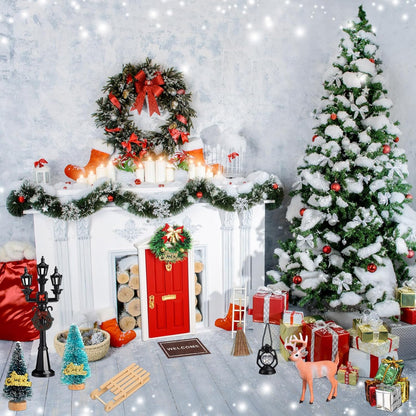 Shappy Christmas Elf Fairy Doors - 39 Pcs Enchanted Wooden Miniature Decor for Girls | Red Outdoor Xmas Accessories