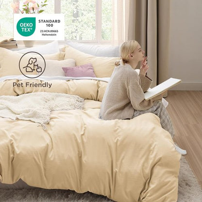 Bedsure Alabaster Gleam Duvet Cover Set - Extra Soft Full Size Bedding, 3 Pieces with Zipper Closure, 80x90 Inches
