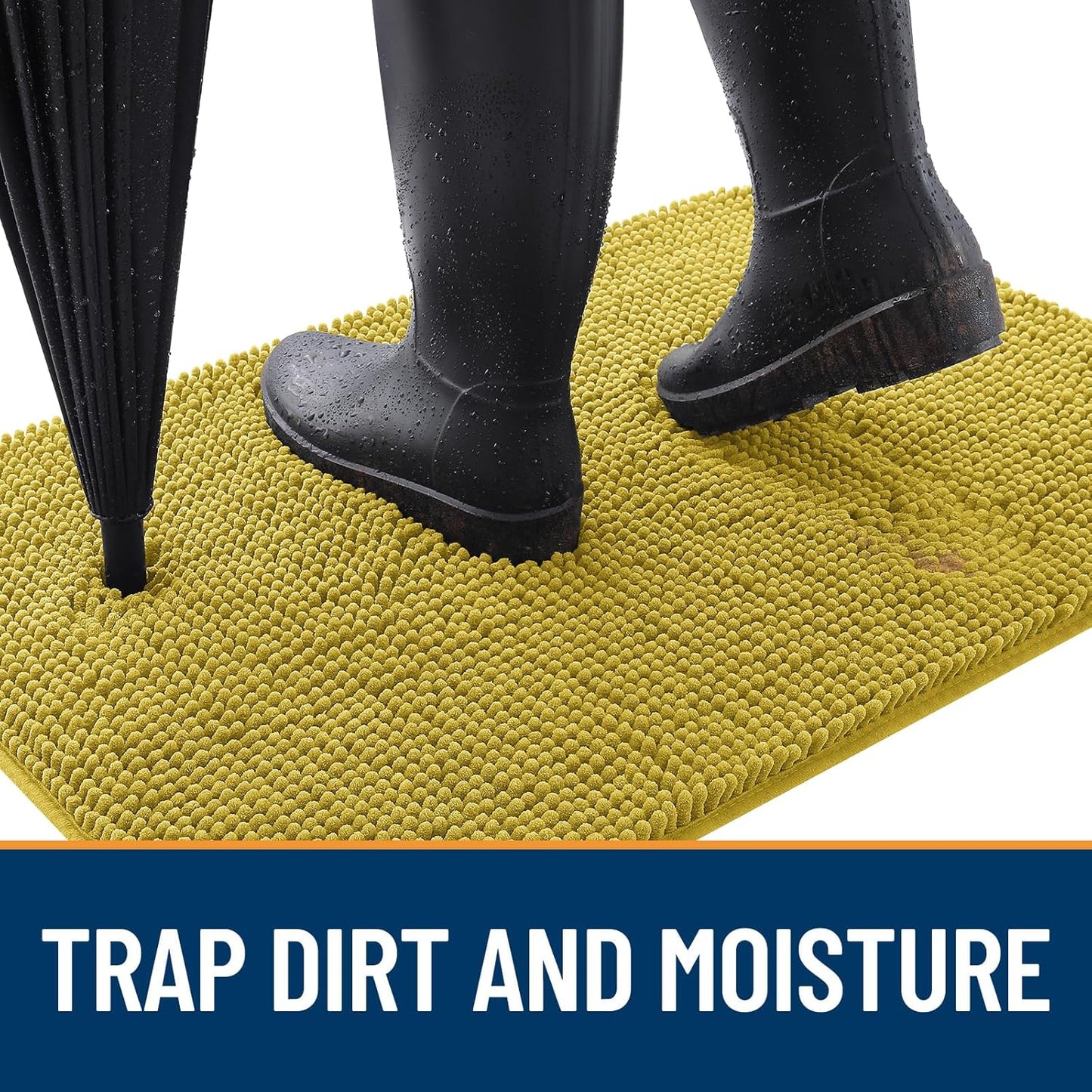 OLANLY Dog Door Mat - Absorbent Non-Slip Mud Mat for Muddy Paws | 36x24 Mustard Yellow Indoor Carpet
