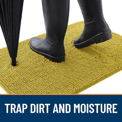 OLANLY Dog Door Mat - Absorbent Non-Slip Mud Mat for Muddy Paws | 36x24 Mustard Yellow Indoor Carpet