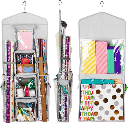 Regine Switzerland Double-Sided Gift Bag Organizer - Stylish Light Grey Wrap Storage