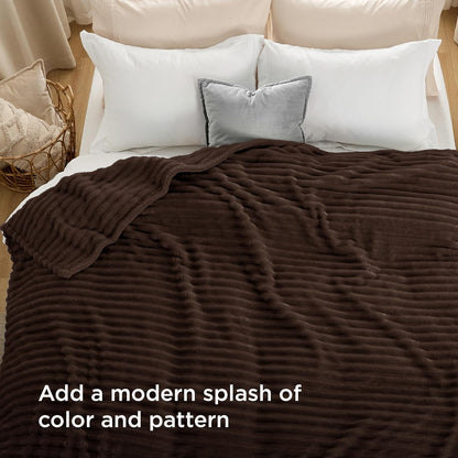 Bedsure GentleSoft Queen Blanket - Cozy Dark Chocolate Throw for Couch, 90x90 Inches
