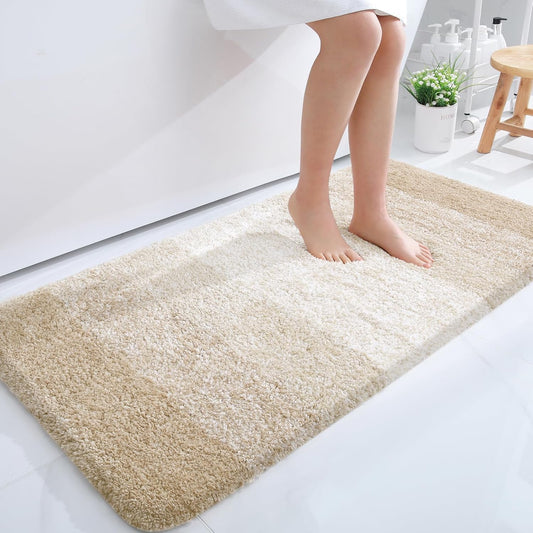 OLANLY Bathroom Runner Rug - Extra Soft Microfiber Mat | Quick Dry, Washable, 44x24, Light Beige