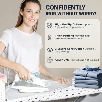 UniSimp Ironing Board Cover - Extra Thick Natural Cotton, Scorch & Stain Resistant | 15"x54" Size