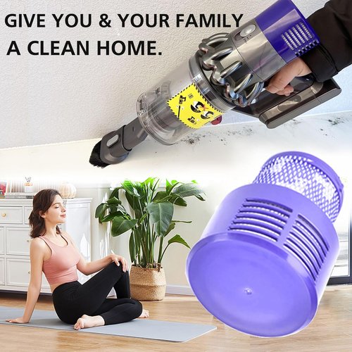 Dyson V10 Replacement Filters - 3 Pack with Clean Brush for V10 Cyclone Series | Compatible with Absolute, Animal, Total Clean