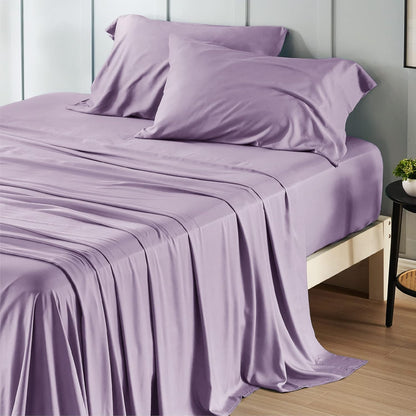 Bedsure King Size Cooling Sheets Set - Breathable & Soft Rayon from Bamboo, Deep Pocket, Lilac
