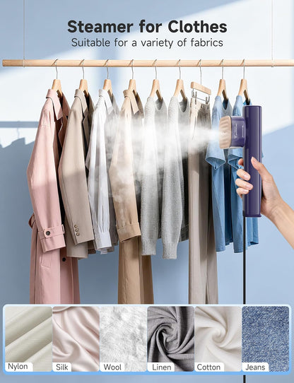 Powerful 1200W Portable Clothes Steamer by [Brand Name] - Fast 15s Heat-Up, 100ml Tank, 20 Min Continuous Steam | Ideal for Travel & Home
