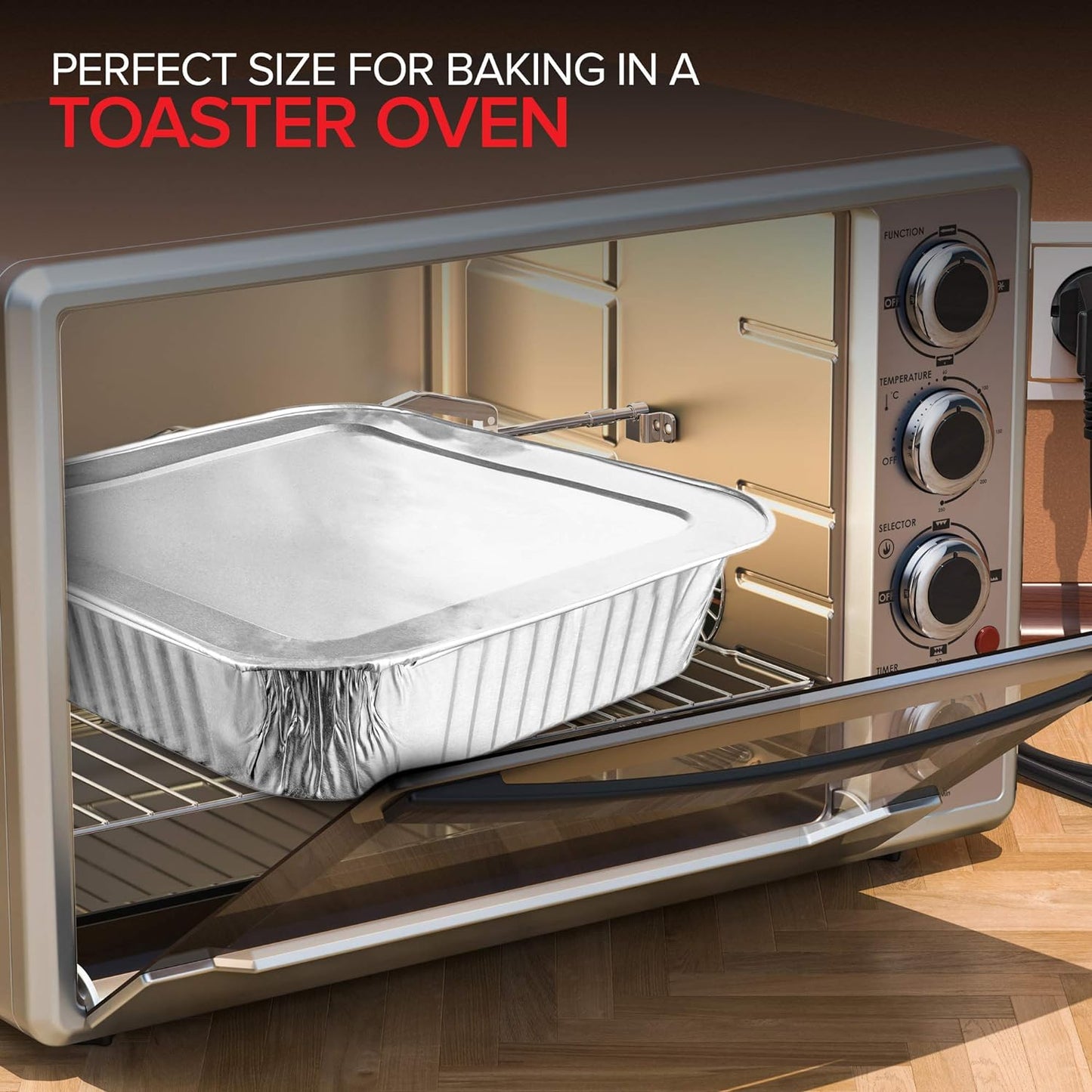 Stock Your Home 8x8 Foil Pans with Lids - 20 Pack Aluminum Disposable Baking & Cooking Containers