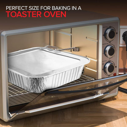 Stock Your Home 8x8 Foil Pans with Lids - 20 Pack Aluminum Disposable Baking & Cooking Containers