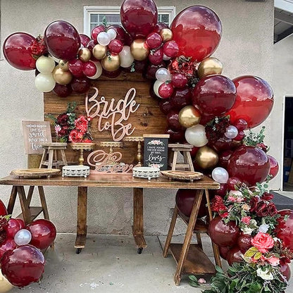PartyWoo Pearl Burgundy Balloons - 140-Piece Dark Red Balloon Arch Kit for Weddings & Parties