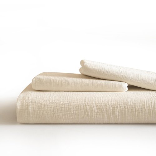 SE SOFTEXLY Muslin Duvet Cover Queen Size, 100% Washed Cotton Duvet Cover Set, Ultra Soft Comforter Cover Linen Like, 3 Pieces Minimalist Gauze Duvet Cover with 2 Pillowcases, 90"x90", Off-White
