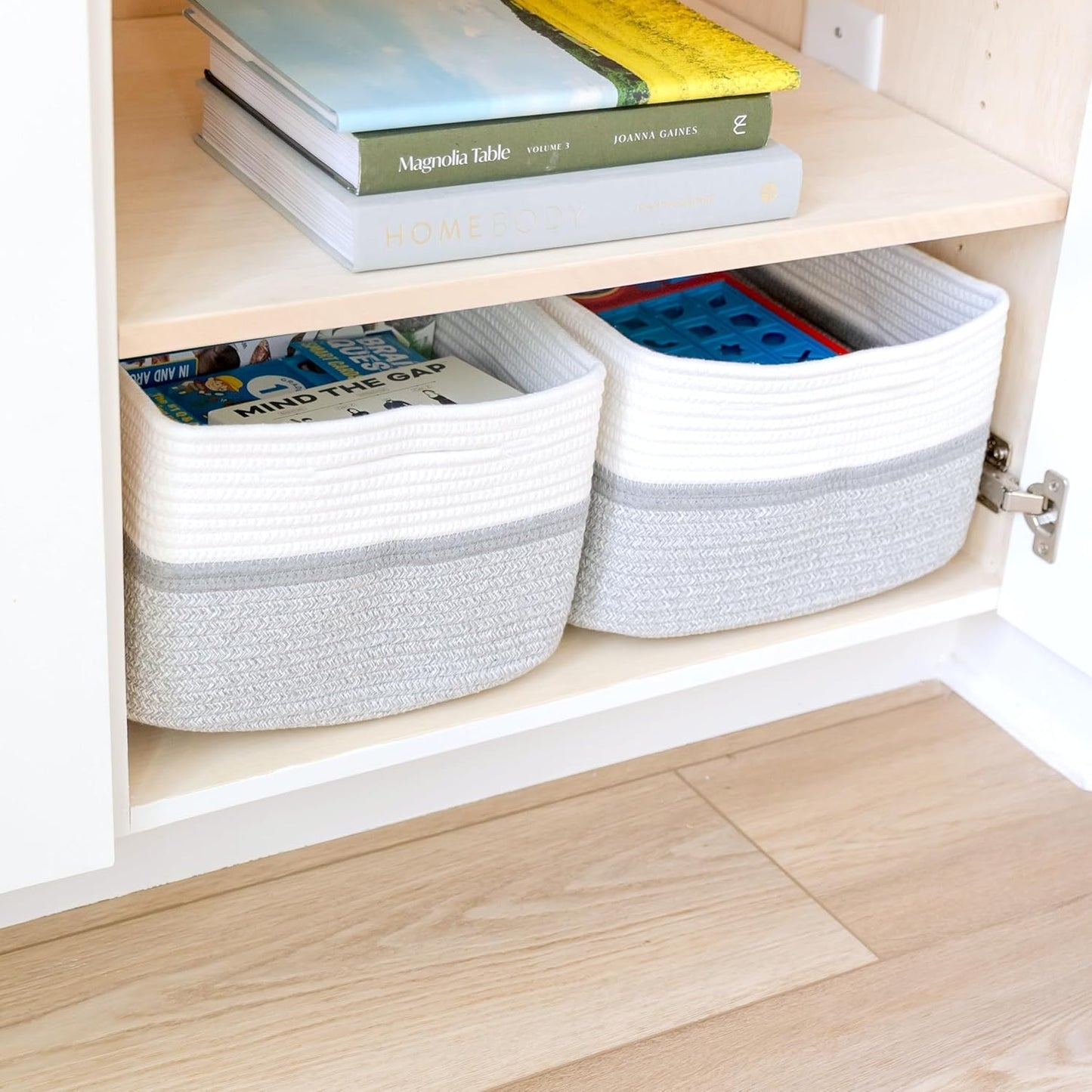 NaturalCozy Storage Baskets - 3-Pack Cotton Rope Woven Bins for Organizing | 16.8”x13”x7.6” | Ideal for Toys, Laundry, and More