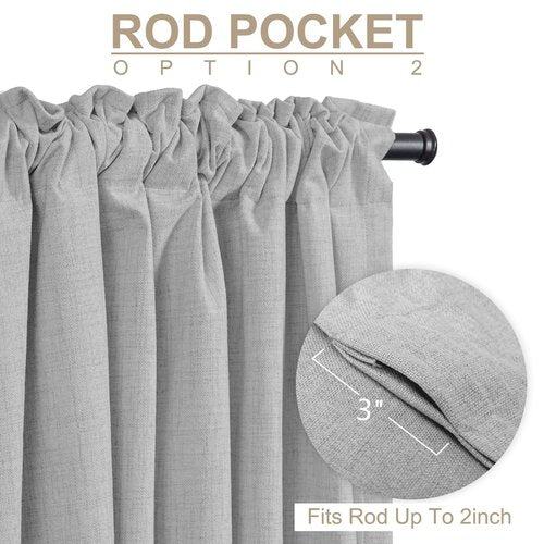 100% Blackout Shield Linen Blackout Curtains for Bedroom 80 Inches Long,Back Tab/Rod Pocket Living Room Drapes,Thermal Insulated Textured Blackout Curtains 2 Panels Set,50" W x 80" L,Grey