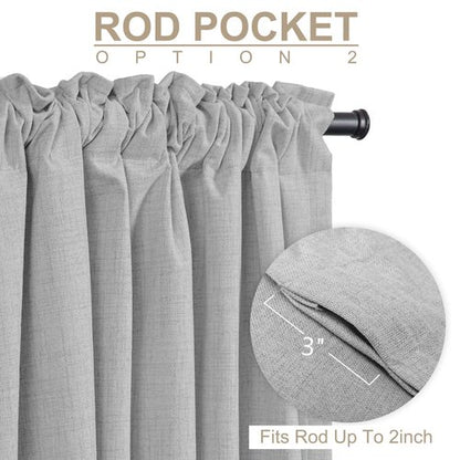 100% Blackout Shield Linen Blackout Curtains for Bedroom 80 Inches Long,Back Tab/Rod Pocket Living Room Drapes,Thermal Insulated Textured Blackout Curtains 2 Panels Set,50" W x 80" L,Grey
