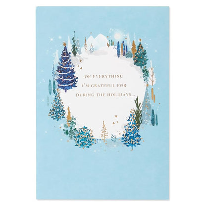 Romantic Christmas Card - Being With You with Gold Foil & Tree Design, 5 x 7 (Variation: Christmas Trees)