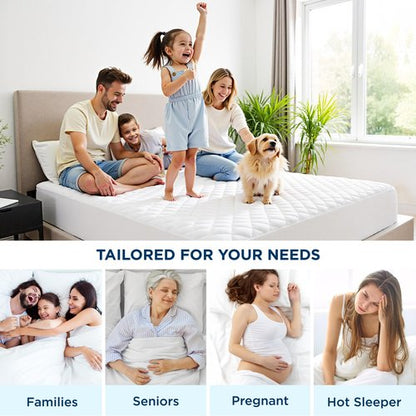 Bedsure Queen Mattress Protector, Quilted Waterproof Mattress Protector with Deep Pocket up to 22 Inches, Soft Breathable Noiseless Bed Pad Topper, Queen Bed Cover for Home, Bedroom, Hotel – White