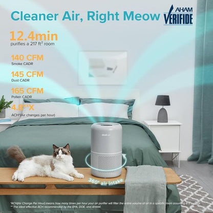 LEVOIT Air Purifier - HEPA Filter for Pets & Large Rooms | Efficient Odor & Allergen Removal, Grey