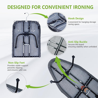 Regine Switzerland Portable Ironing Board - Foldable Table Top Design with Heat Resistant Cover | 31"x12", Black