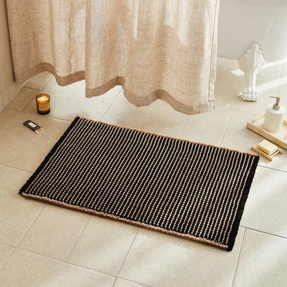 TYUU Waffle Bath Mat, Boho Bathroom Rugs Non Slip Washable Super Absorbent Quick Dry Bath Mat Farmhouse Bathroom Decor, 36"x24" Khaki and Black