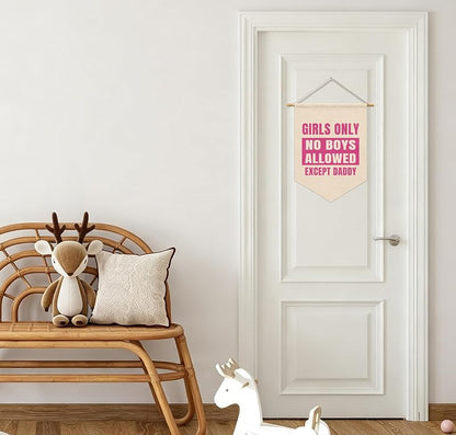 Girls Room Wall Art Decor Pennant Banner - Cute Pink Pennant Flag for Kids Room Variation: Art Cute Girl Only Linen-13