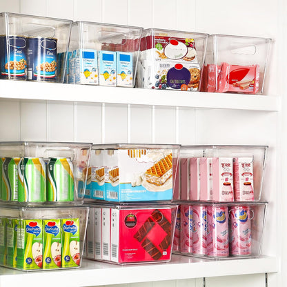 Vtopmart Clear Stackable Storage Bins - Large Plastic Containers with Lids for Pantry & Bathroom Organization | 2 Pack