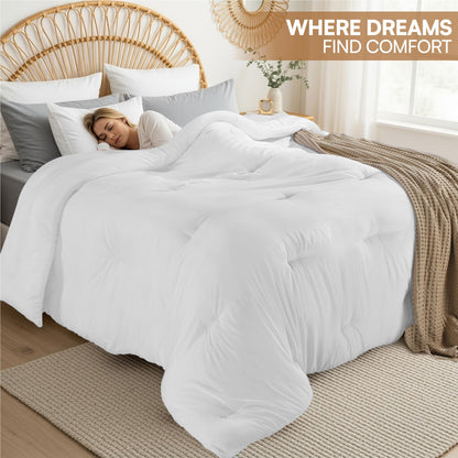 Utopia Bedding Comforters King Size, All Season Duvet Insert, Down Alternative King Comforter with Corner Tabs, Machine Washable Bed Comforter 90 x 102 Inches (White)