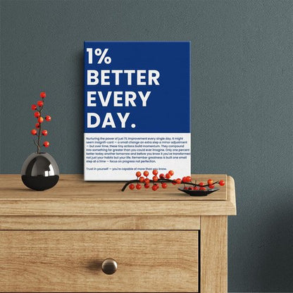1% Better Every Day Wall Art | Motivational Framed Poster for Office & Home Decor