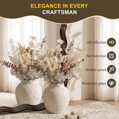 Full Length Mirror 56" x 24" Wood Framed - Dark Brown Wavy Floor Mirror (Variation: 56"L x 24"W)