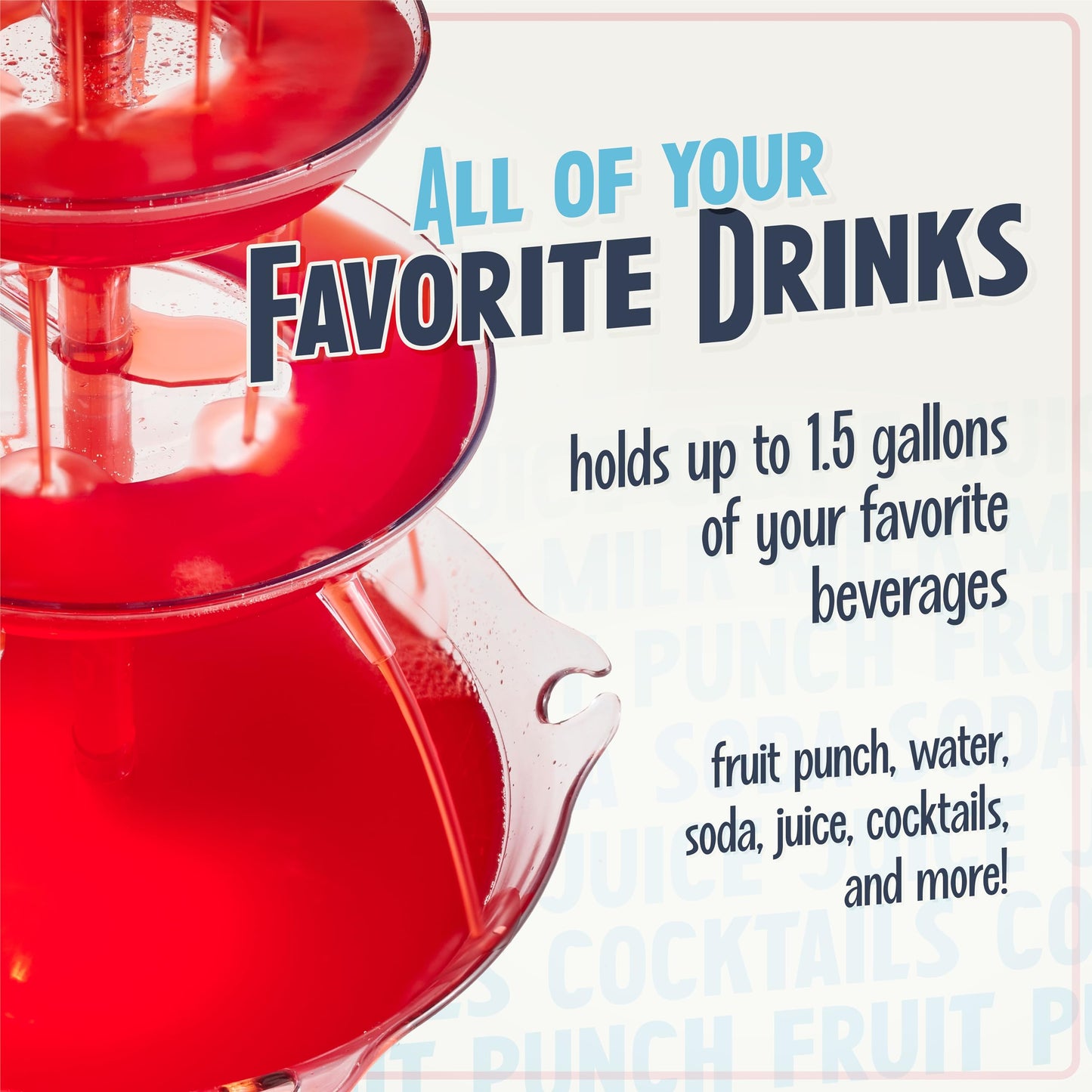 Nostalgia LPF230 3-Tier Lighted Party Fountain, Holds 1.5 Gallons, LED Lighted Base, Includes 8 Reusable Cups