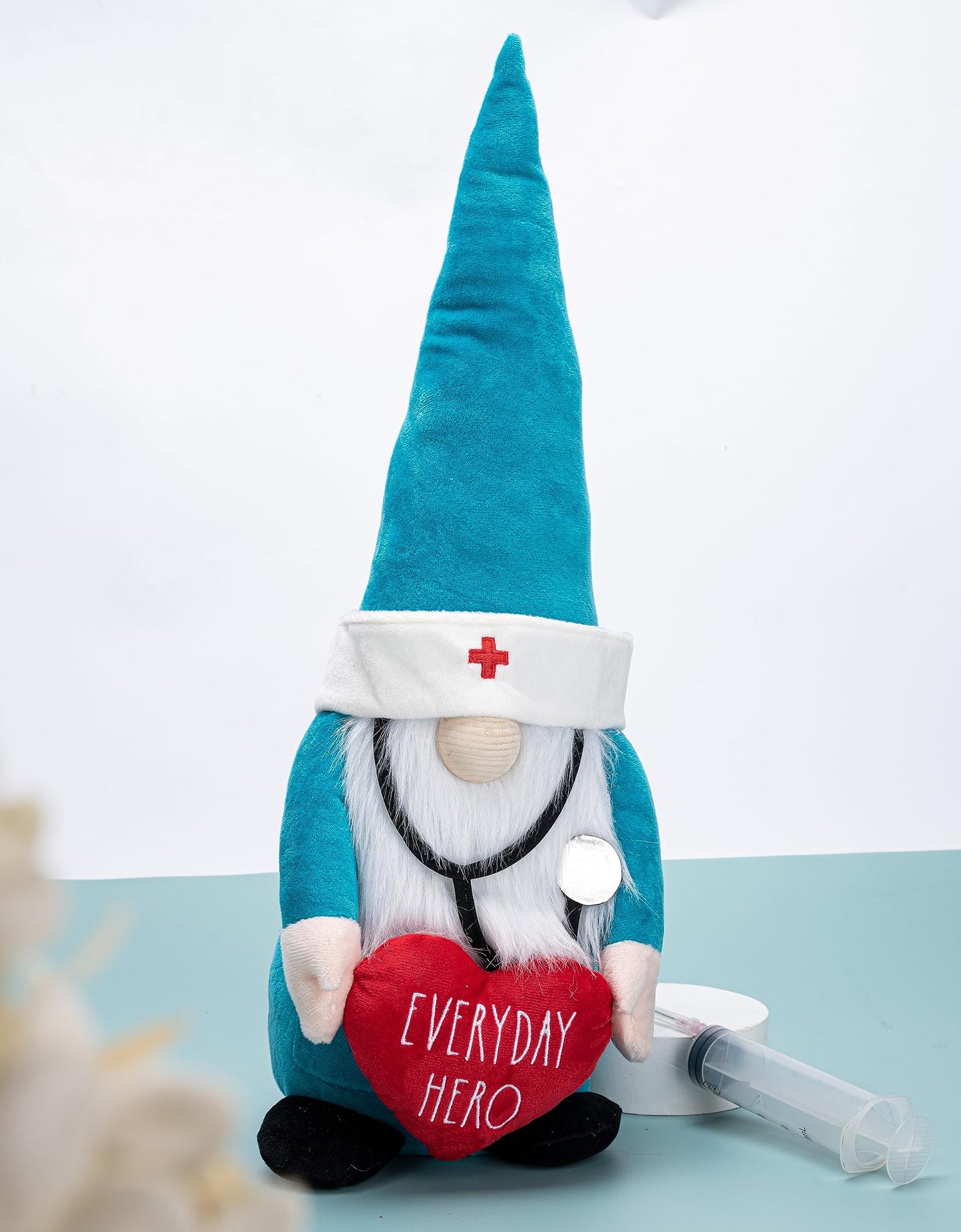 Rae Dunn Everyday Hero Doctor Gnome – Plush Gnomes with Heart & Stethoscope – Gnome Decor for Home & Office – Ideal Gifts for Nurses – Doctor Appreciation Decorations