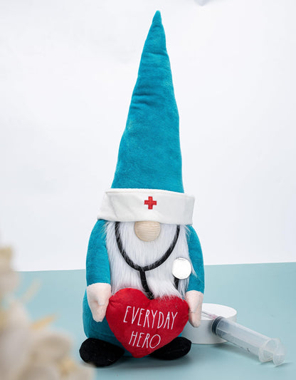 Rae Dunn Everyday Hero Doctor Gnome – Plush Gnomes with Heart & Stethoscope – Gnome Decor for Home & Office – Ideal Gifts for Nurses – Doctor Appreciation Decorations