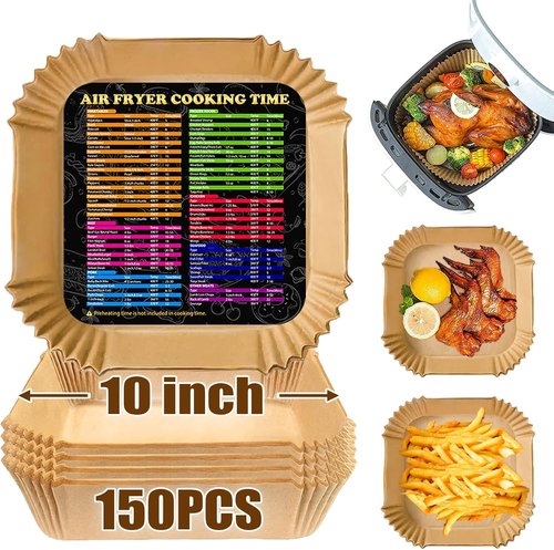Air Fryer Liners - 10 Inch Square Non-Stick Parchment Paper | 150PCS Oil Resistant & Waterproof
