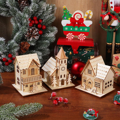 BESPORTBLE Wooden Christmas Village Houses Set - LED Mini Houses for Rustic Holiday Decor | 2025 Tabletop Accent