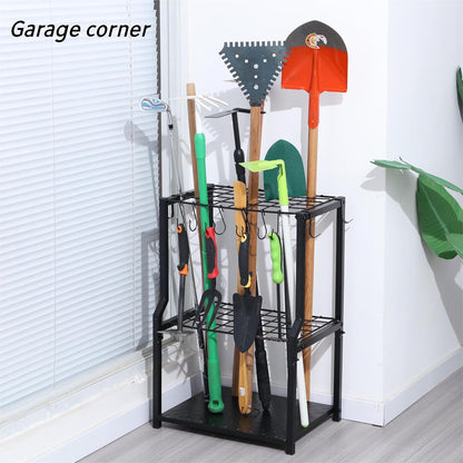 UU-Major Garden Tool Organizer - Heavy Duty Free Standing Rack for Garage & Outdoor Storage