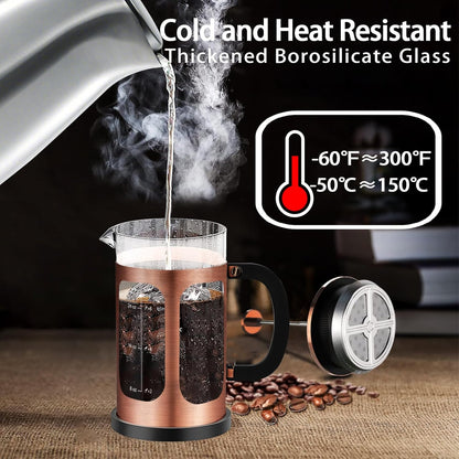 Skiennix French Press Coffee Maker - 34oz Borosilicate Glass with 4 Filters | Ideal for Cold Brew & Tea Gifts
