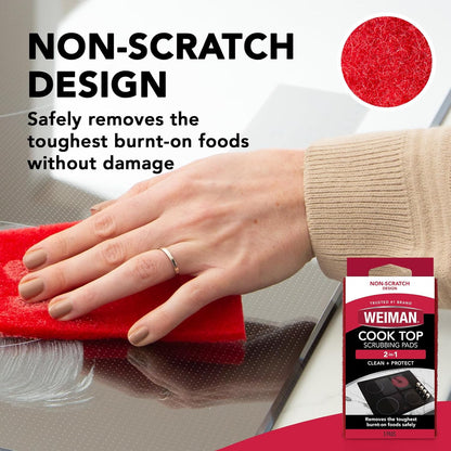 Weiman Ceramic & Glass Cooktop Cleaner - Heavy Duty Polish with 3 Scrubbing Pads | 10 Ounce Bottle