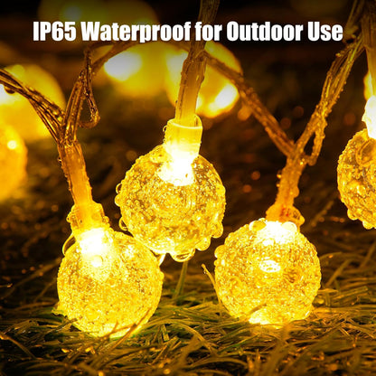 Minetom Crystal Globe String Lights - 66 ft 200 LED Waterproof Fairy Lights with Remote & Timer | Warm White Decor