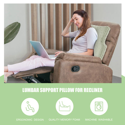 MABOZOO Sherpa Fleece Lumbar Support Pillow for Recliner Chair,Memory Foam Lumbar Pillow for Back Pain Relief,Ergonomic Back Support Pillow for Car, Couch, Recliner（Green）