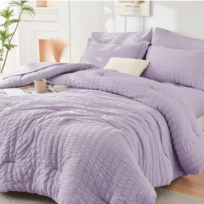 HYMOKEGE Lavender Twin Comforter Set - 5-Piece All-Season Luxury Bedding Set with Sheets & Pillowcases
