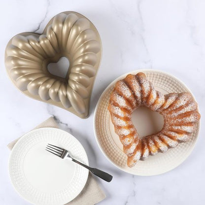 Martha Stewart Dunelle Heart-Shaped Cake Mold - 10.75" Nonstick Cast Aluminum Pan | Easy Release, Oven-Safe to 450°F