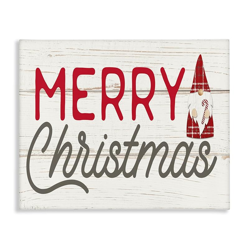 Merry Christmas Gnome Canvas Art 40 x 30 Inches, Stupell Industries