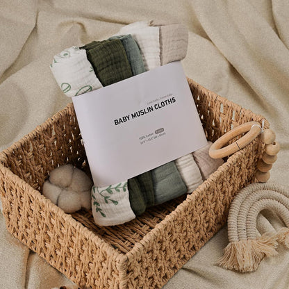 Skiennix Muslin Receiving Blankets - Neutral Swaddle Wraps for Newborns | 5 Pack, Breathable & Skin-Friendly
