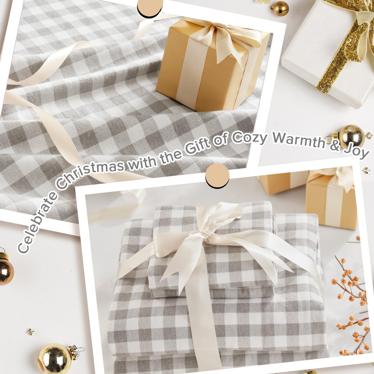 Sleep Philosophy True North 100% Cotton Flannel Sheets King Size, Cozy Flannel Sheet Set Brushed for Extra Softness, Heavyweight Novelty Print Warm Flannel Bedding Set, Gray Herringbone Check4 Piece