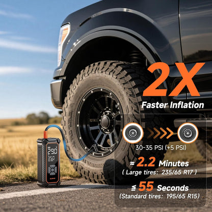 OlarHike Portable Tire Inflator - 150PSI Dual Power Air Compressor with LED & Digital Gauge | 6000mAh & 12V DC